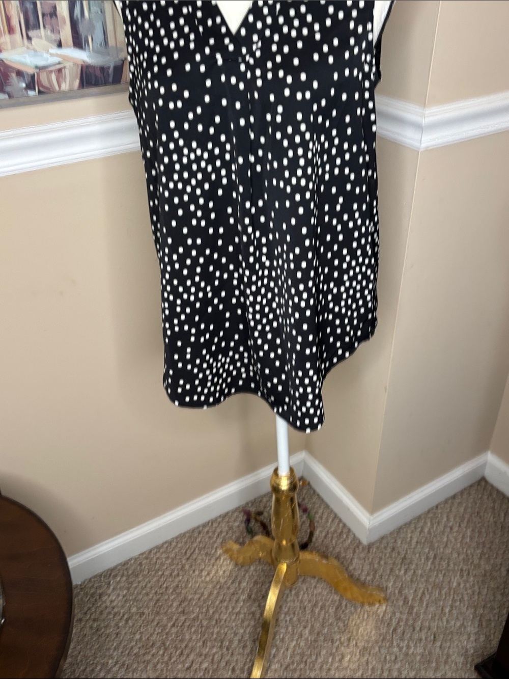 Polka Dot A-Line Skirt in Black and White